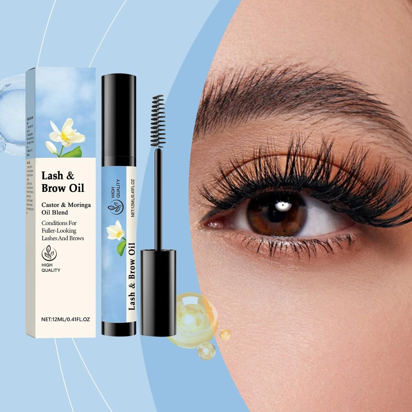 SingHao Eyelash Growth Serum,Portable Eyelash and Brow Oil,Lash & Brow O/il & Applicator,Eyebrow Growth Serum,Castor Oil for Eyelashes,Eyebrow Serum Growth Rapid Brow,Lash Serum Growth,Eyelash Conditioner
