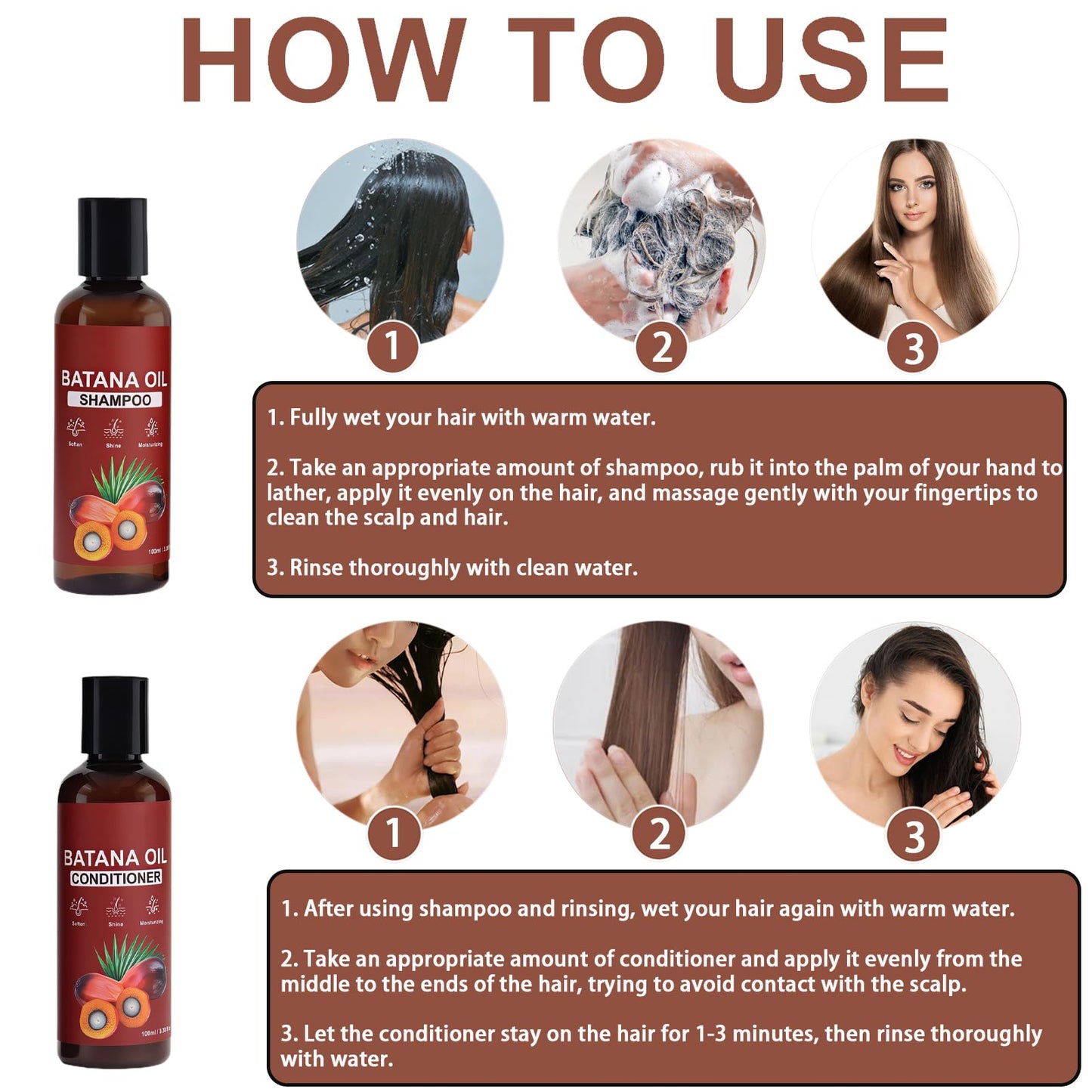 DMQ Batana Oil for Hair Care Set,Batana Oil Shampoo and Conditioner,Deep Nourish Scalp,Restores Damaged Hair,Natural Hair Growth Oil Effective Against Regional Alopecia,Smooth Hair Travel Set