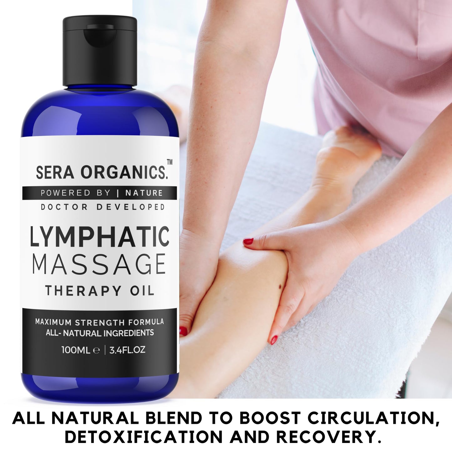 Lymphatic Drainage Massage Oil – Arnica, Coconut & Essential Oils for Detox, Circulation & Post-Surgery Recovery – Supports Lipoedema, Swelling & Massage Therapy – 100ml | Sera Organics