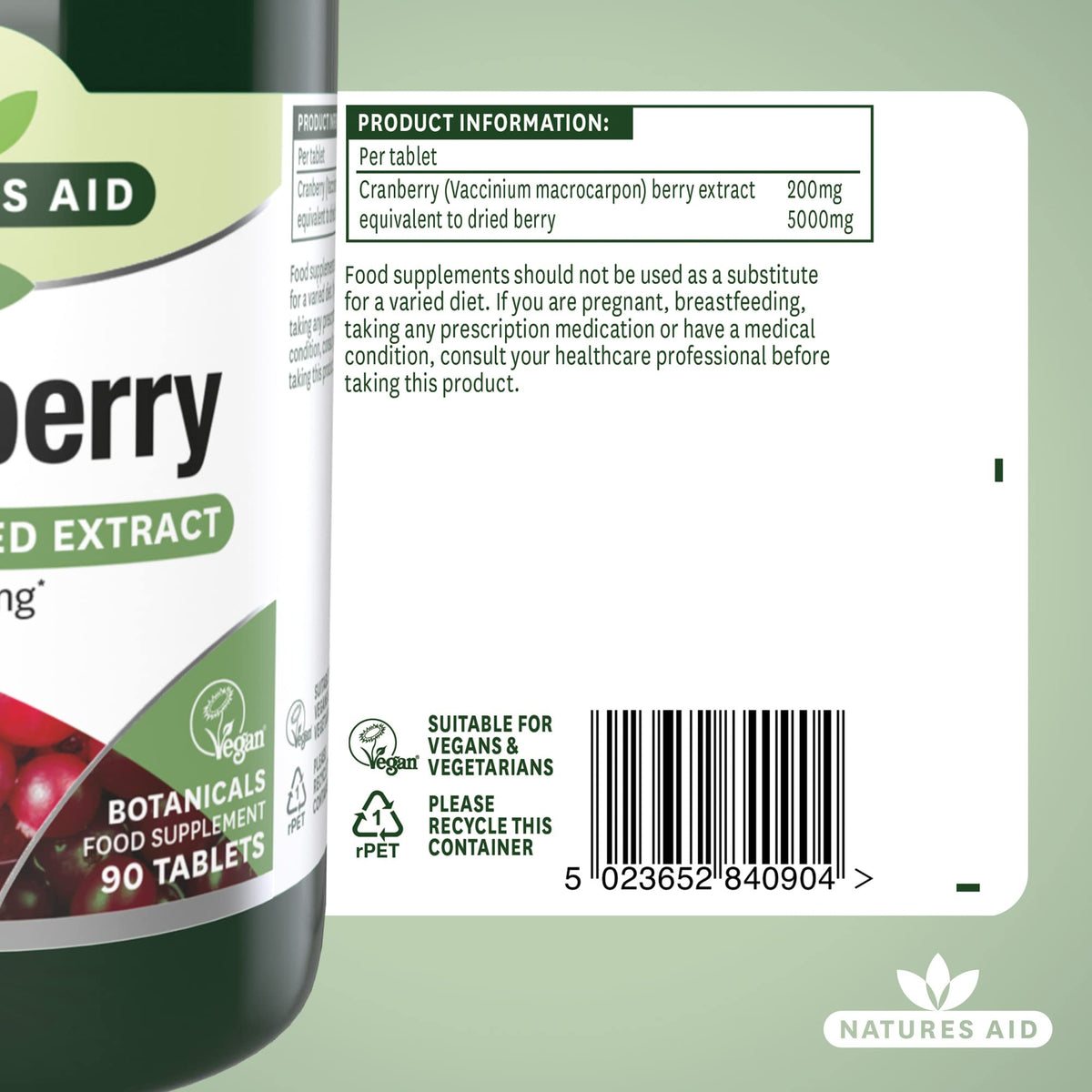 Natures Aid Cranberry 5000mg – High Strength Tablets – Supports Urinary Tract Health & Immune System – Antioxidant Protection – Vegan, Gluten Free – 90 Tablets – Food Supplement