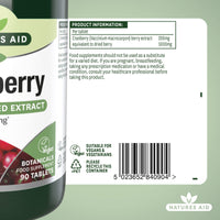 Natures Aid Cranberry 5000mg – High Strength Tablets – Supports Urinary Tract Health & Immune System – Antioxidant Protection – Vegan, Gluten Free – 90 Tablets – Food Supplement