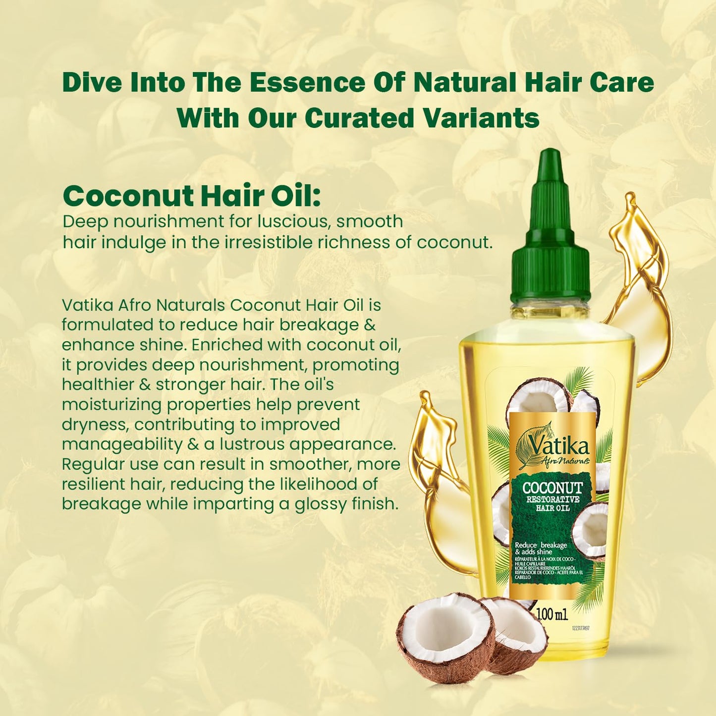 Vatika Naturals Vatika Afro Naturals Coconut Restorative Hair Oil - 100ml | Provides Strength & Nourishment | Boost Hair Health & Control Frizz