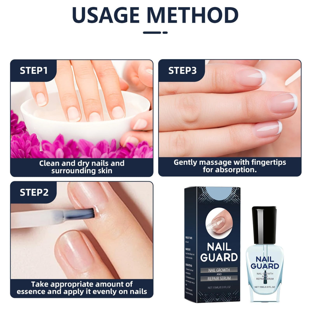 OunTechGlory Nail Strengthener for Damaged Nails - Nail Hardener Extra Strong and Growth - Revitalizing Fingernail Growth Serum - Strengthens and Hardens Weak Nails for Faster Growing