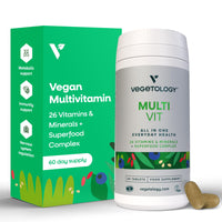VEGETOLOGY Vegetology MultiVit Vegan Multivitamins w/26 Vitamin & Mineral Supplements – Vitamin Supplements for Metabolic, Brain Function & Immune Support – Multivitamin for Women, Men & Children