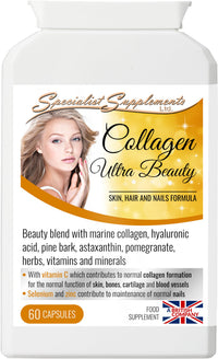 Specialist Supplements Collagen Ultra Beauty Marine Collagen, Herbal and Nutrient Complex, 60 Capsules
