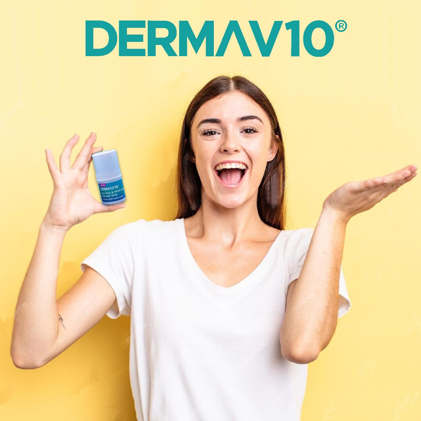 Healthpoint Derma V10 Blemish Stick, Tea Tree And Witch Hazel, For Clearer Skin, Calming And Soothing, Minimises Spots, Pimples And Blemishes, Reduces Redness, For Acne, Everyday Use, Vegan Friendly