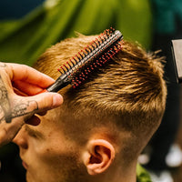 Generic Professional Quiff Roller Round Hair Brush with Red Rubber Grip Handle Slick Back Hair Brush, Curly Hair Brush Ideal round hair brush for men and Barbers