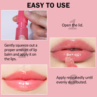 Prreal 2PCS Lip Balm Set, Moisturizing Lip Mask, Glossier Lip Balm, Strawberry Honey Lip Oil, Squeeze Lip Balms, Juicy Bomb Lip Gloss for Lip Care(Honey+Strawberry)