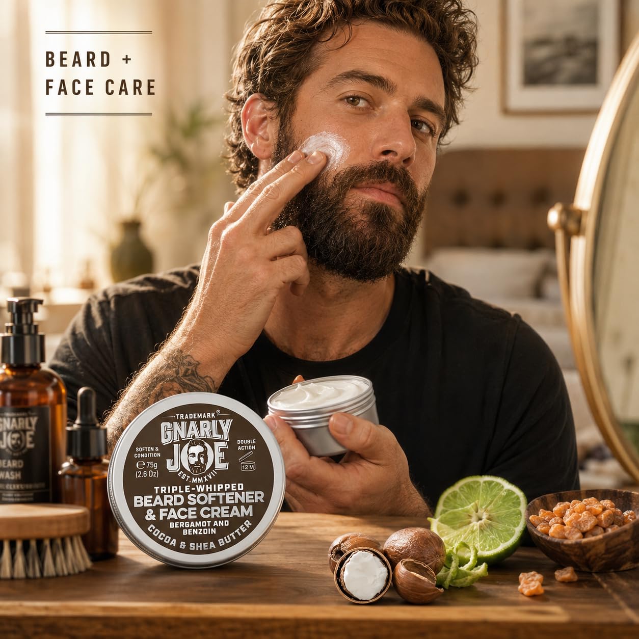 TRADEMARK GNARLY JOE EST.MMXVII Gnarly Joe Beard Softener & Face Cream - Bergamot & Benzoin 85ml - UK Made