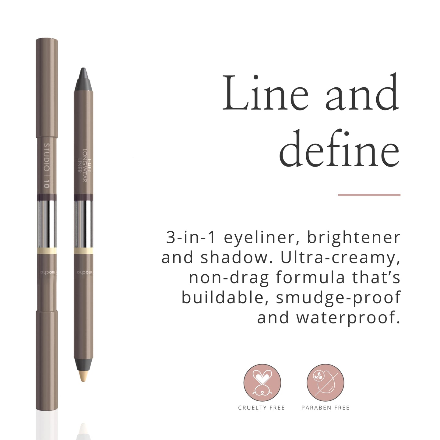 Studio 10 l-Lift Longwear Eyeliner - High Pigment, Smudge Proof Eyeliner Pencil - 3-in-1 Liner, Brightener & Shadow Eye Pencil - Best Eyeliner for Older Skin (Shade - Pewter)
