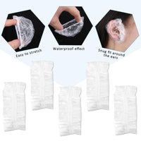 100 Pcs Ear Covers for Hair Dye, Clear Disposable Ear Covers for Shower Waterproof Plastic Ears Protectors Ears Shower Caps Care for Hair Dye Bathing Spa Salon Home Hotel