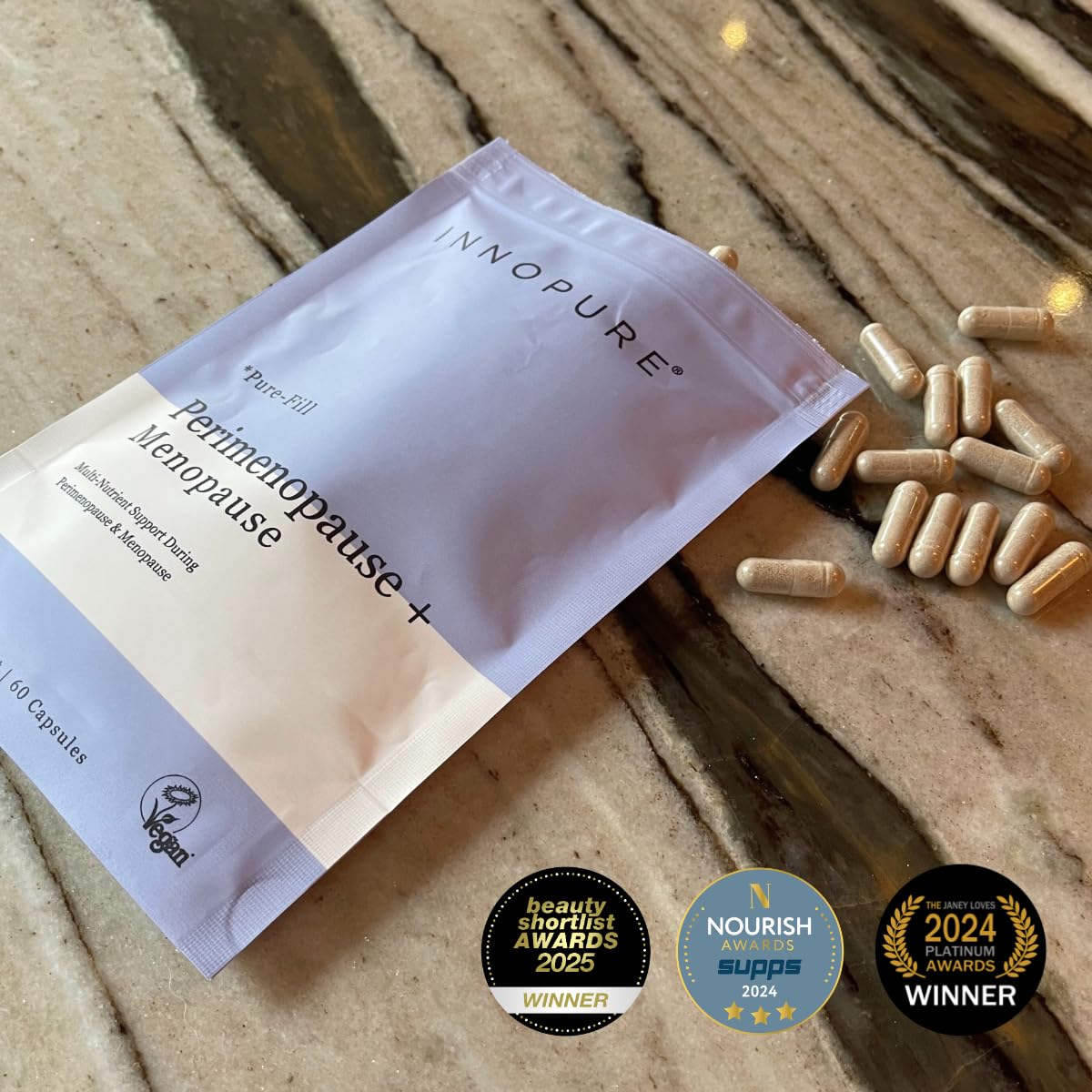 INNOPURE Perimenopause & Menopause Complex Supplements (2 Month Supply) Red Clover, Wild Yam, Maca, Sage and Vitamins Including B6 for Hormone Regulation, Pure-Fill, 60 Capsules, UK Made