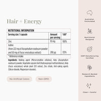 JSHealth Vitamins Hair and Energy Formula, Hair Growth Supplement for Women and Men, Zinc and Iodine Capsules for Healthy Growth, Hair Loss Support, 30 Capsules