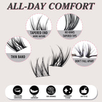 LANKIZ Classic Cluster Lashes, D Curl 140PCS Wide Band Individual Eyelashes 10-16mm Wispy Reusable DIY Lash Clusters for Daily Wear and Events Lankiz