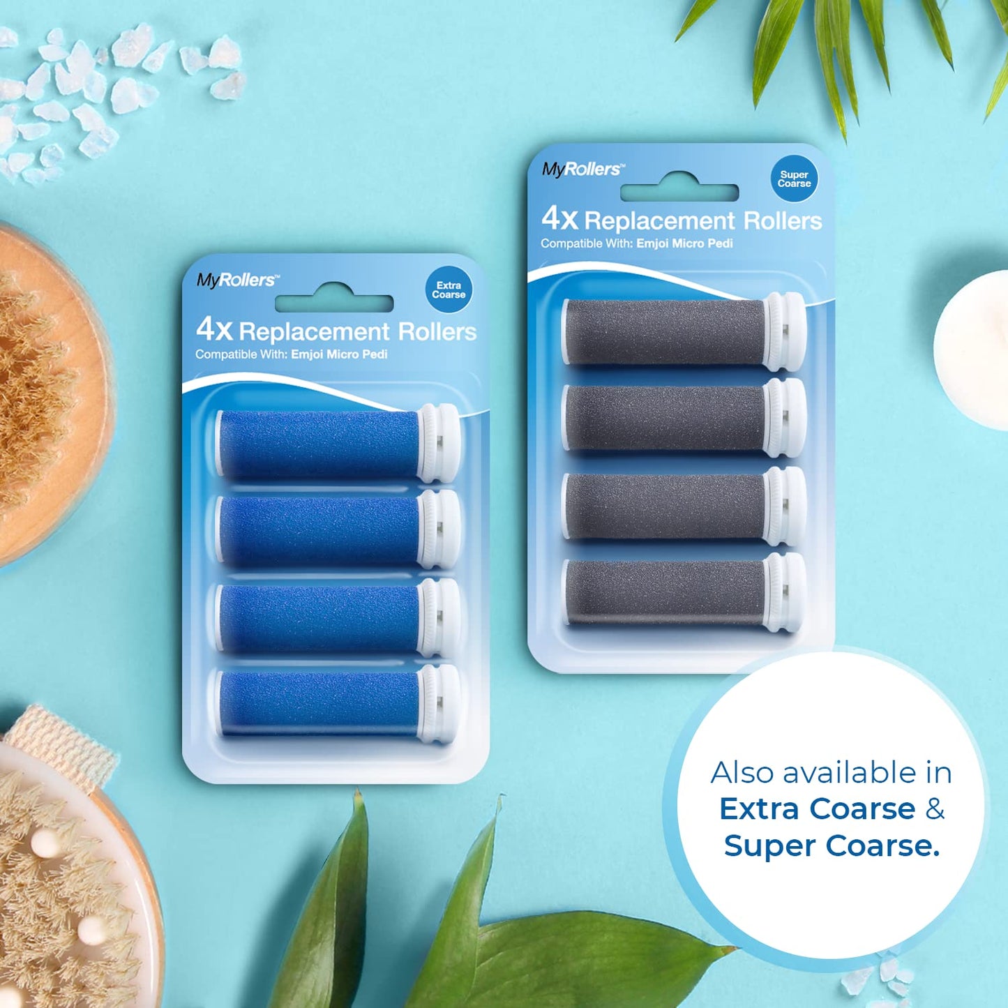 My Rollers 4 x Extreme Coarse Green Replacement Rollers Compatible with Emjoi Micro Pedi