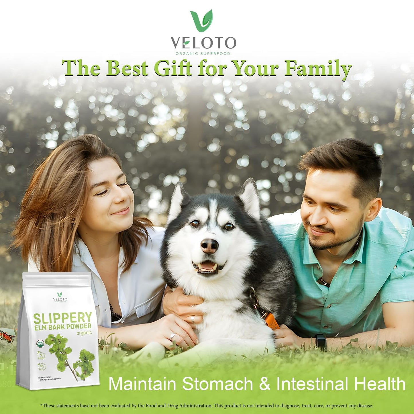 VELOTO Slippery Elm Bark & Slippery Elm Powder Organic 454g, 100% Pure Inner Bark, Natural Herbal Supplement, Soothes Throat, Cough & Digestive Health, Supports IBS, Acid Reflux, Vegan, Gluten Free, Non-GMO