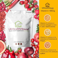 UKHealthHouse Vitamin C Tablets 500mg x 120 - Vegan, High Strength, Immune System Support, Reduction in Tiredness & Fatigue, Skin, Bone, Teeth Health