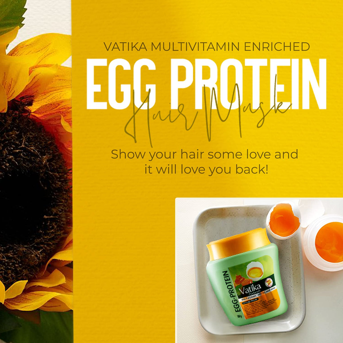 Dabur Vatika Naturals Egg Protein Deep conditioning Hair Mask - 500 g | Goodness of Natural Egg | Conditions, Repairs, Strengthens