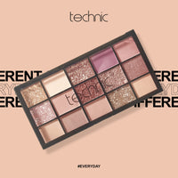 Technic Invite Only Eyeshadow Palette - 15 Blendable Shades with Highly Pigmented Glitters, Shimmers & Mattes for Day or Night Looks. A Mixture of Pinks, Berries and Neutrals. 22.5g