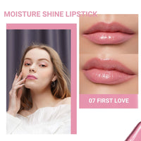 Oulac Moisture Shine Lipstick, Juicy Finish, Balm-like Texture,Moisturizing Lips,90% Essential Oils,Vegan, Cruelty-free & Gluten-free (07 First Love (Mauve pink))