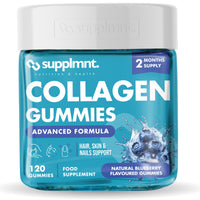 supplmnt. Supplmnt. Marine Collagen Gummies, Hydrolysed Collagen Peptides with Biotin, Hyaluronic Acid & Vitamin C, Supplements for Women & Men, for Skin, Hair & Nails, Blueberry