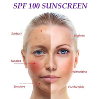 2Pcs Sunscreen SPF 50 100+, Sun Cream SPF PA+++, Face Moisturiser Sun Serum Korean Skin Care, Ultra Light UV Protetion Face Sunscreen, Factor 100 High Protection Sun Essence - Refreshing & No Sticky