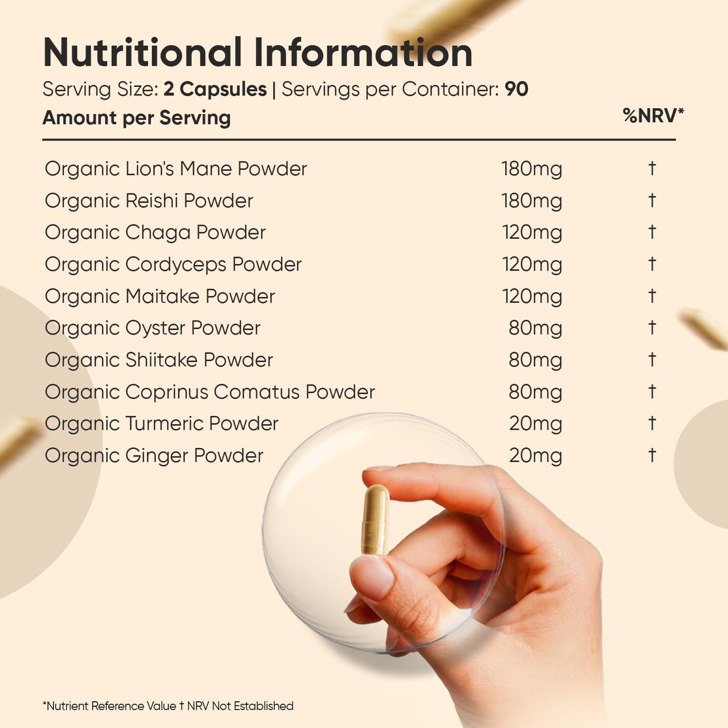 WeightWorld Organic Mushroom Complex | 180 Vegan Capsules | Lions Mane Mushroom, Cordyceps, Shiitake, Reishi, Chaga, Maitake & More | Added Turmeric & Ginger | Gluten-Free & Non-GMO | Made in EU