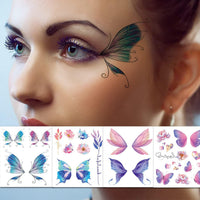 Rosymormor 18 Sheets Glitter Temporary Tattoos for Women Girls, Wings Butterfly Flowers Face Body Shiny Waterproof Stickers Fake Tattoos for Gifts Birthday Party Favors Festival Makeup Halloween