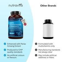 Nutravita Men's Multivitamins and Minerals - 25 Essential Active Vitamins and Minerals with Added Maca Root and Panax Ginseng - Multivitamin Tablets for Men - 180 Vegan Tablets - Made in The UK