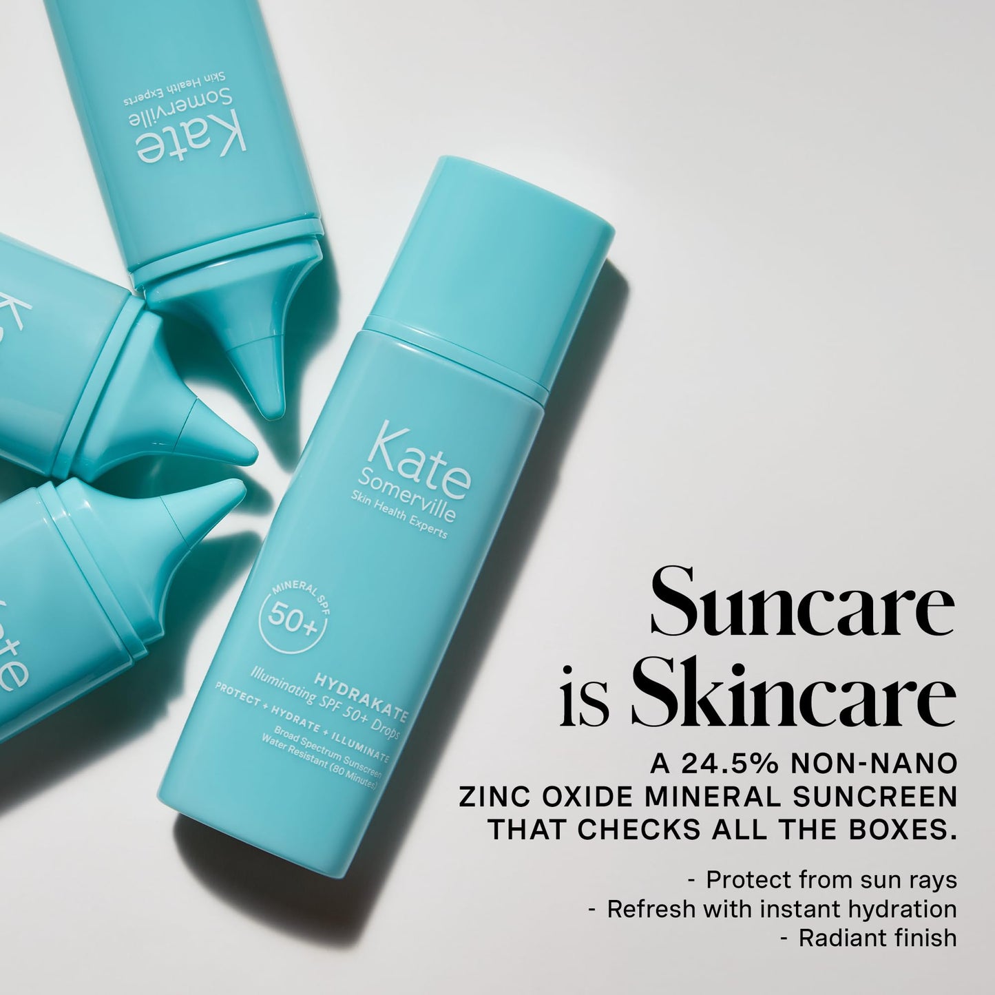 KATE SOMERVILLE Kate Somerville HydraKate Illuminating Sunscreen Drops for face with 50+ SPF, Zinc Oxide and Mineral Tinted, Moisturizing and Anti-Aging, 50 mL