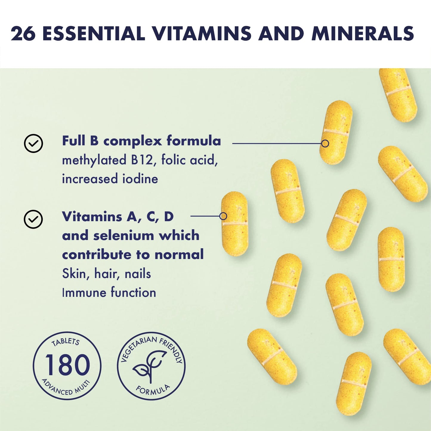 HIGHER NATURE Higher Nature - Advanced Multi - Multi Vitamins Supplements - 26 Essential Vitamins, Minerals & Live Bacteria - 180 Tablets