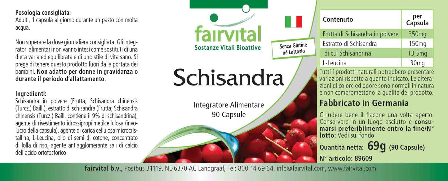 fairvital Fairvital | Schisandra - BULK PACK for 3 months - VEGAN - 90 capsules - Wu Wei Zi