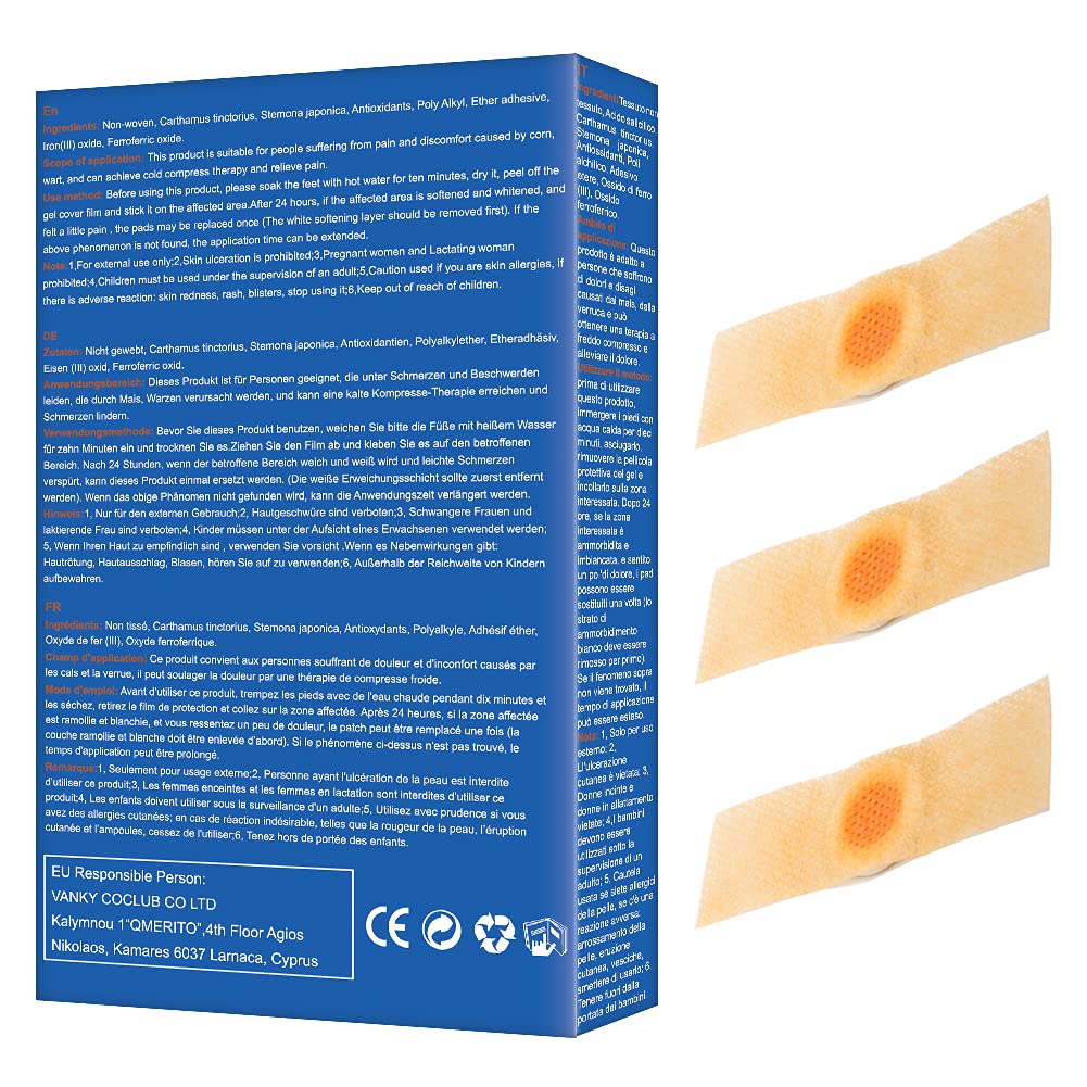 Cherioll Wart Remover, Wart Remover Pads, Wart Treatment, Wart Remover for Hands, Feet, Feet Callus Remove, Verruca and Wart, Relief Pain Removal Warts Plaster, Soften Skin Cutting Sticker Toe Protector, 20 PC
