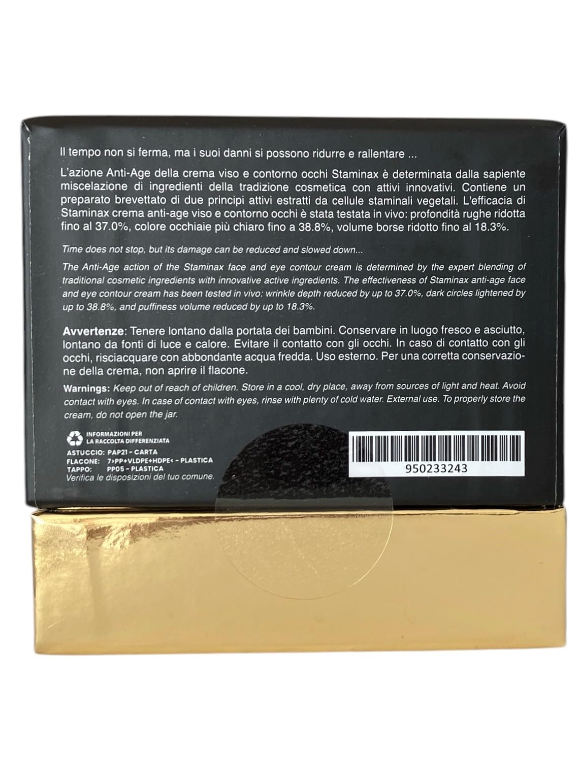 STAMINAX Anti-aging Face and Eye Cream from Stem Cells (Made in Italy)