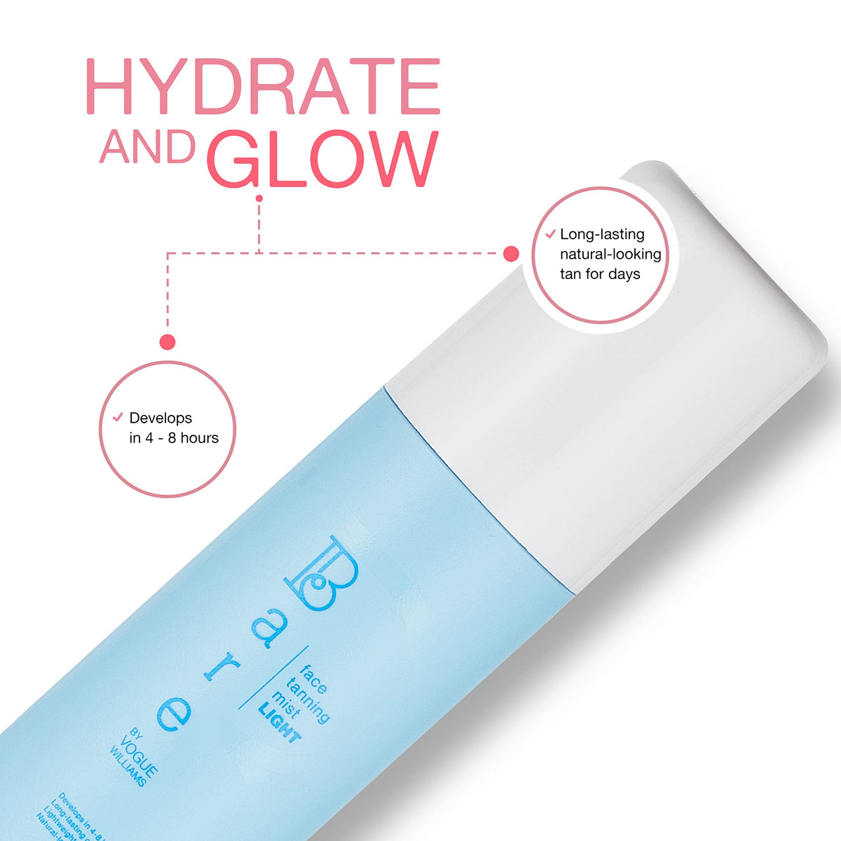 Bare by VogueFake Tan - Self Tan Face Mist, Spray Tan Solution - Light Tan for a Natural Glow on Face & Body - Easy Application Face Tan Mist