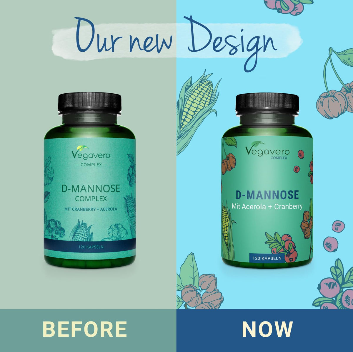 Vegavero D-Mannose Complex | 2000 mg Pure D-Mannose + Natural Vitamin C + Cranberry Extract | 100% Natural UTI Support | NO Additives and Lab-Tested | Vegan