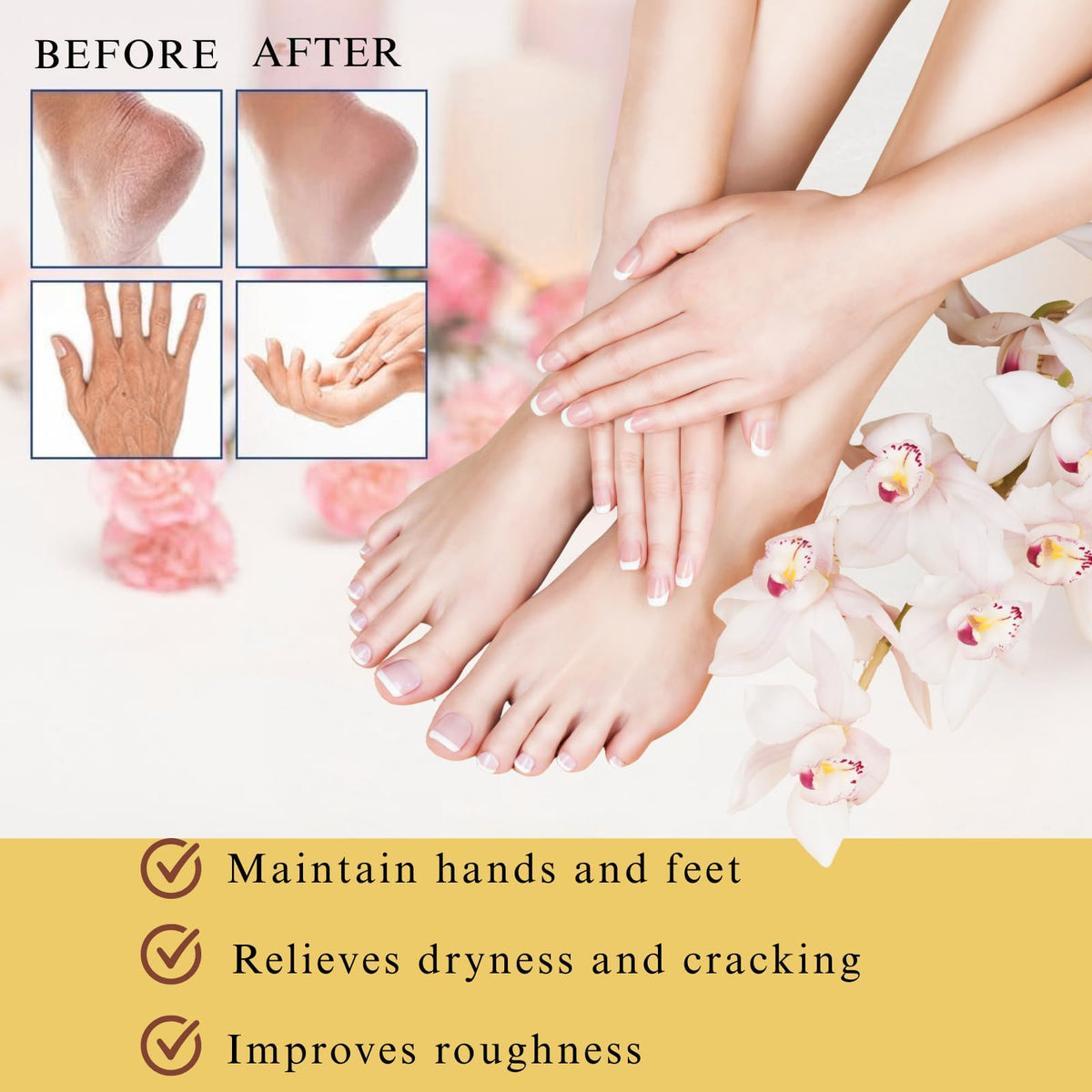 IZBEAUVO Turmeric&Vitamin C Foot&Hand Cream for Cracked Heels and Dry Skin-30% Hyaluronic Acid Hand Cream for Very Dry Feet&Hands,Hard Skin Remover,Intensive Moisturising for Cracked Skin for Women&Men，250g