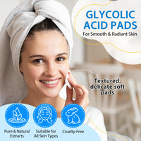 Generic Glycolic Acid Pads 40P, Acid Brush Cotton Pads, Glycolic Acid 20% Resurfacing Pads, With Vitamins B3, B5, C, E & Collagen, Exfoliates Surface Skin, For Smooth & Radiant Skin