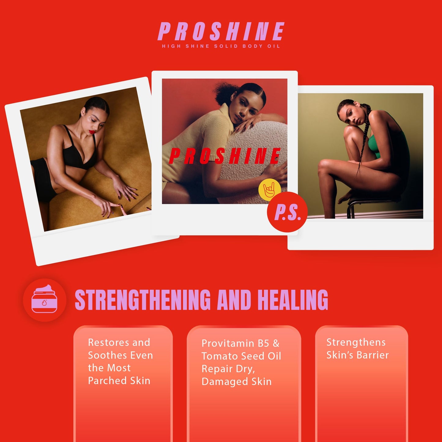 PROSHINE Body Oil Bar High Shine Solid Moisturiser 60g – Nourishing Vegan Body Butter with Soy Wax, Shea & Mango Butter – Travel-Friendly Hydration with Jasmine & Cedar Leaf Scent, UK Made by Proshine