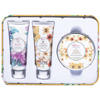 BODY & EARTH # LOVE Hand Cream Gift Set for Women - Hand Lotion with Shea Butter, Skin Care Gift Box Includes 2 Hand Cream & Exfoliating Cream, Birthday Gifts for Her