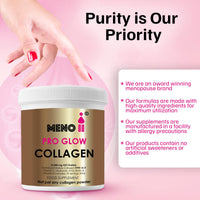 Meno II PRO Glow Marine Collagen Powder 10,000mg - High-Potency Supplements for Women Skin Hydration - Unflavoured Collagen Supplement with Hyaluronic Acid, Vitamin C & B Complex - 300g