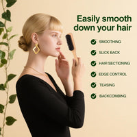 TRHDFW Boar Bristle Slick Back Hair Brush for Sleek Ponytail Bun Smoothing Baby Hairs Flyaways Edge Control Backcombing Teasing Hairbrush with Wide Rat Tail for Sectioning Parting