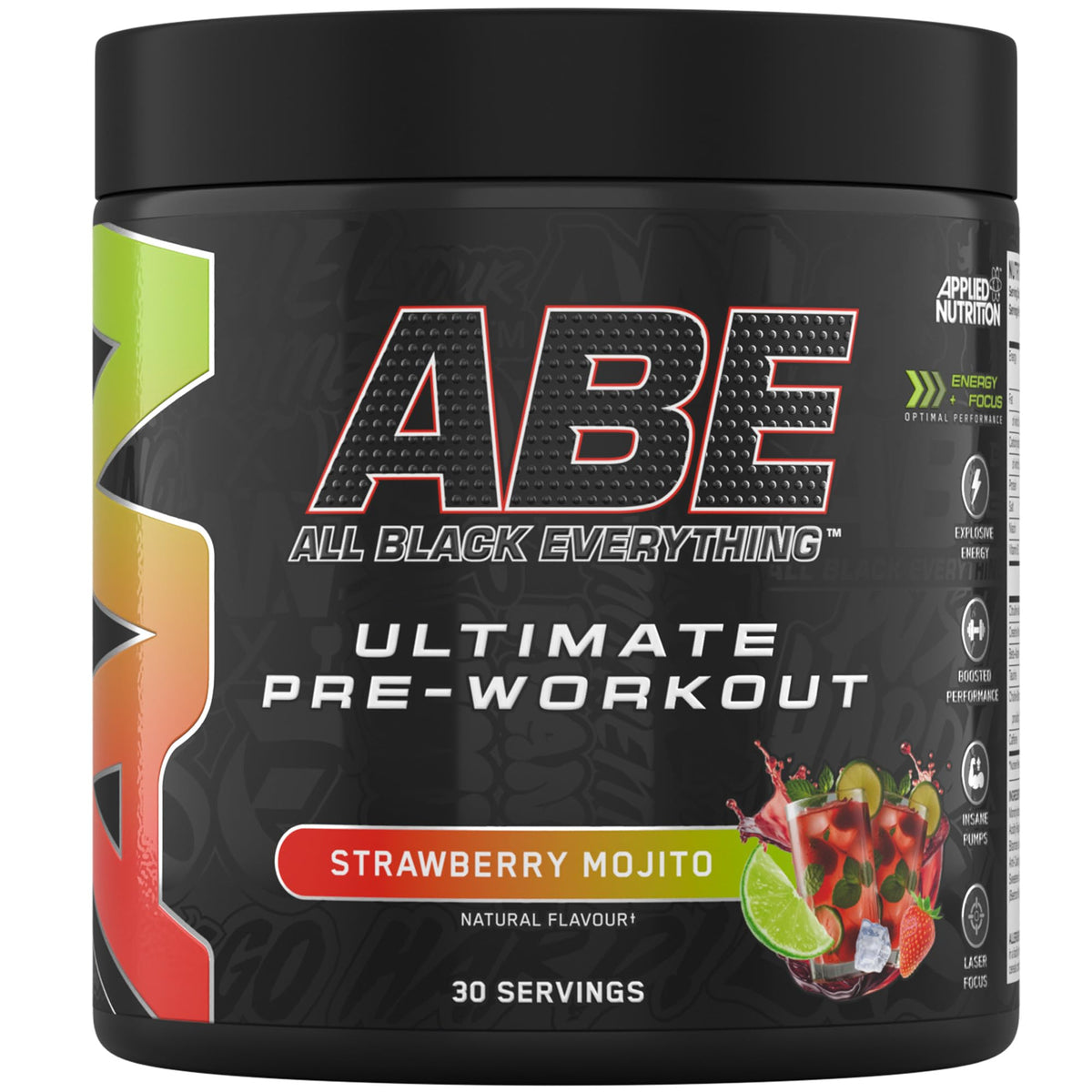 Applied Nutrition Bundle ABE Pre Workout 375g + 700ml Protein Shaker | All Black Everything Pre Workout Powder, Energy & Physical Performance with Creatine, Beta Alanine (Strawberry & Mojito)