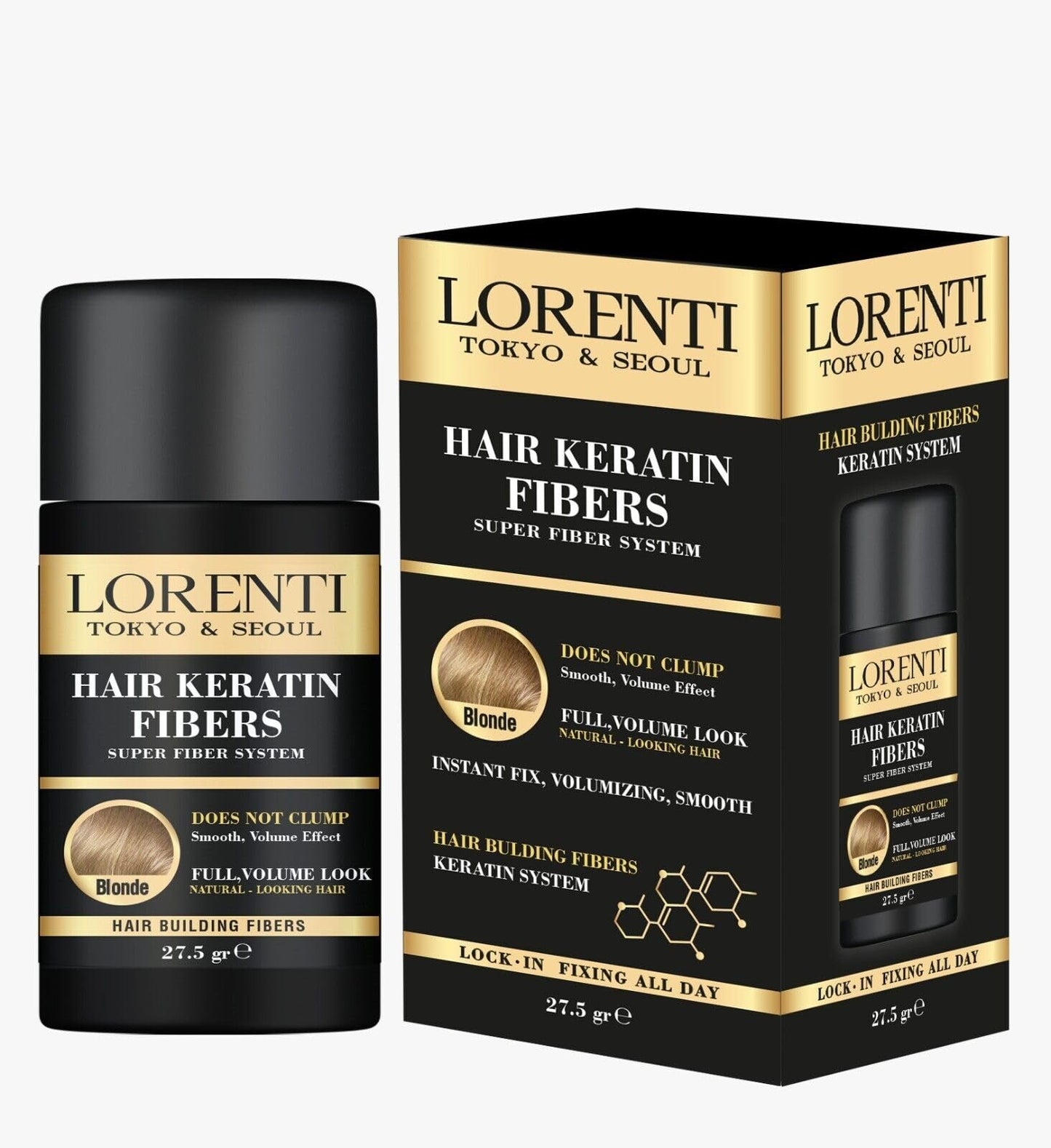Lorenti Hair Keratin Fibers | Hair Building Powder | Instant Fix, Volumizing Smooth | No Clump | Medium Brown 27.5 gr