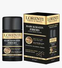 Lorenti Hair Keratin Fibers | Hair Building Powder | Instant Fix, Volumizing Smooth | No Clump | Medium Brown 27.5 gr