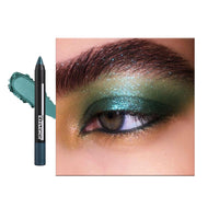 LYNTYAOU Green Shimmer Eyeshadow Stick, Jungle Green Eye Shadow Pencil, Creamy Metallic Glitter Eye Makeup Crayon, Deep Blue Color Highlight Brightener Pen, Smooth High Pigmented Eyeliner
