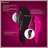 VMAGIC CARE Detangling Brush - Glide Through Tangled Hair - Best Brush for Women, Girls, Men & Boys - Wet & Dry Use (Black & Rose Red)