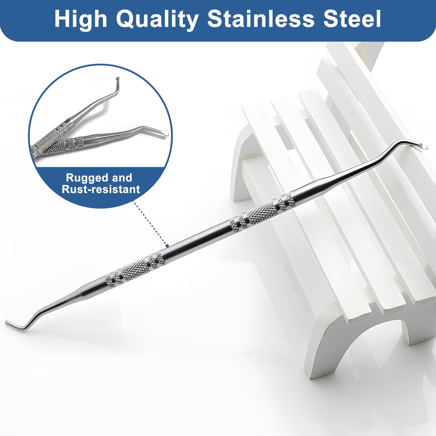 QACUU 3PCS Stainless Steel Ingrown Toenail Tool Set – Double Ended Cuticle Set and Metal Nail File for Toenail Care, Podiatrist Preferred Kit for Removing Debris and Cleaning Nail Grooves