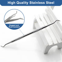 QACUU 3PCS Stainless Steel Ingrown Toenail Tool Set – Double Ended Cuticle Set and Metal Nail File for Toenail Care, Podiatrist Preferred Kit for Removing Debris and Cleaning Nail Grooves