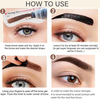 GEEWHILE Eyebrow Tint Tattoo Peel Off Eyebrow Gel Semi-Permanent Colour Brow Tattoo Gel Lasts Up To 3 Days, Waterproof Brow Tint With 10Pcs Eyebrow Stamp Stencil, Eyebrow Makeup Gift For Women(Dark Brown)